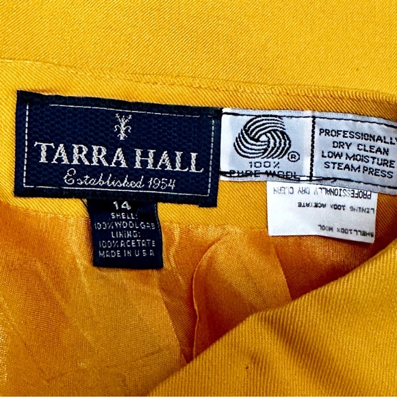Tarra Hall Vintage Golden Jewel-tone Yellow Wool Pencil Skirt Made In USA 80s - Picture 7 of 9